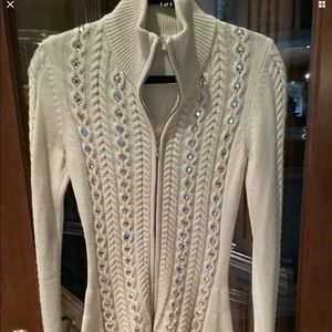 Boston Proper Crystal Zip Cardigan